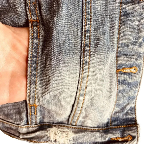 Paige Light Washed Distressed Denim Jean Jacket - Picture 9 of 10